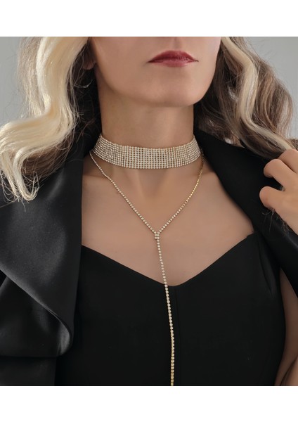 Altın Kaplama Rhinestone Y Model Su Yolu Model Kolye modelleri