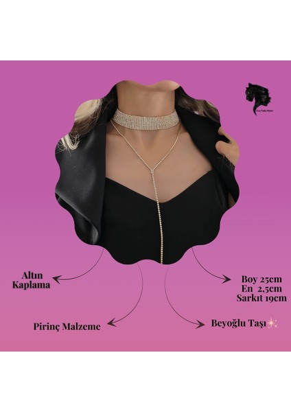 Altın Kaplama Rhinestone Y Model Su Yolu Model Kolye