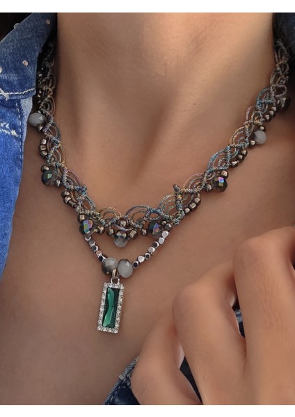 Makrome Bohem Ip Örme Renkli El Yapımı Bağlamalı Kolye fiyatları