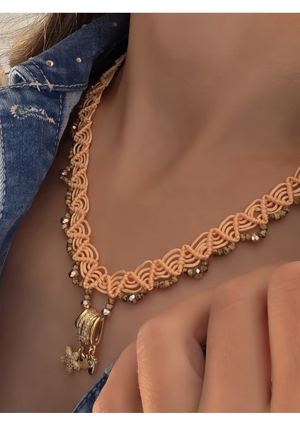 Makrome Bohem Ip Örme Siyah El Yapımı Bağlamalı Kolye fiyatları