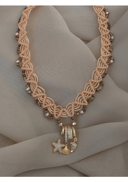 Makrome Bohem Ip Örme Siyah El Yapımı Bağlamalı Kolye modelleri