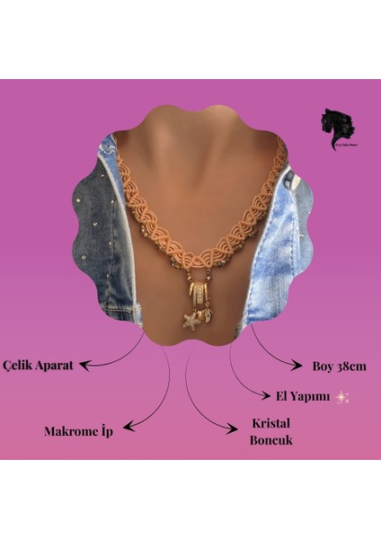 Makrome Bohem Ip Örme Siyah El Yapımı Bağlamalı Kolye indirimleri