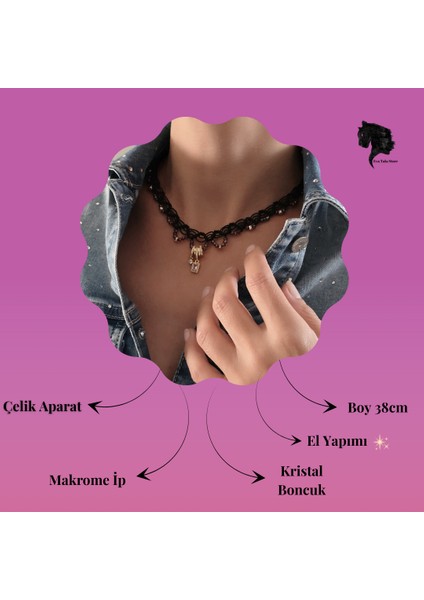 Makrome Bohem Ip Örme Yavru Ağzı El Yapımı Bağlamalı Kolye indirimleri