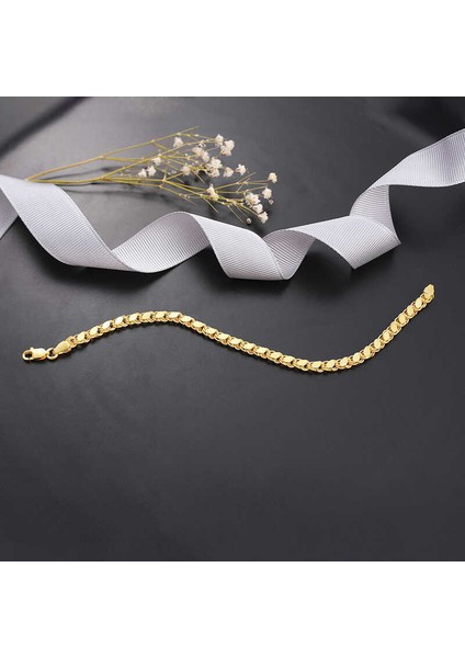 Gümüş Gold Pullu Zincir Kadın Bileklik