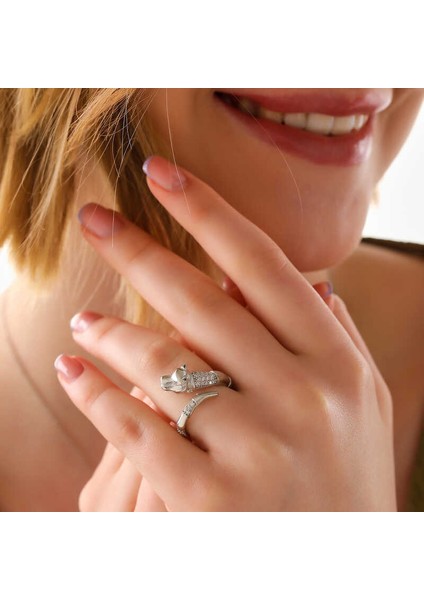 ​Gümüş Ayarlanabilen Kaplan Figürlü Kadın Yüzük fiyatları