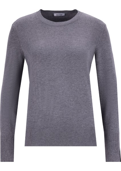 Bisiklet Yaka Basic Düz Gri Kazak Kadın M5WL-KZK1077