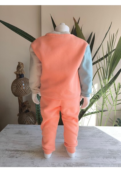 Erkek Kız Çocuk Alt Üst Takım Unisex Uzun Kollu Eşofman Rahat Spor Şık Modern Tasarım Ribanalı