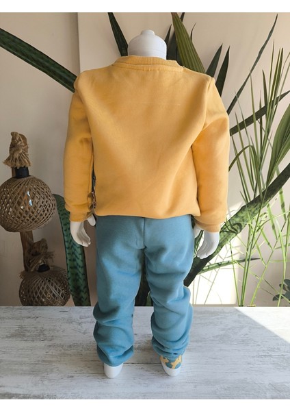 Erkek Kız Çocuk Alt Üst Takım Unisex Uzun Kollu Eşofman Rahat Spor Şık Modern Tasarım Ribanalı