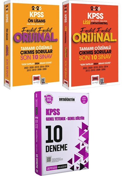 Lise Ön Lisans Fasikül Fasikül Orijinal Çıkmış Son 10 Sınav - 2026 Kpss Ortaöğretim Çözümlü 10 Deneme