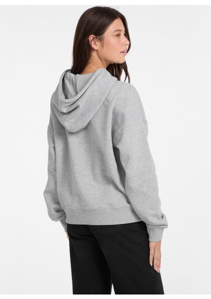 Kapüşon Yaka Baskılı Gri Kadın Sweatshırt Guess Jeans Kadın Sweat indirimleri