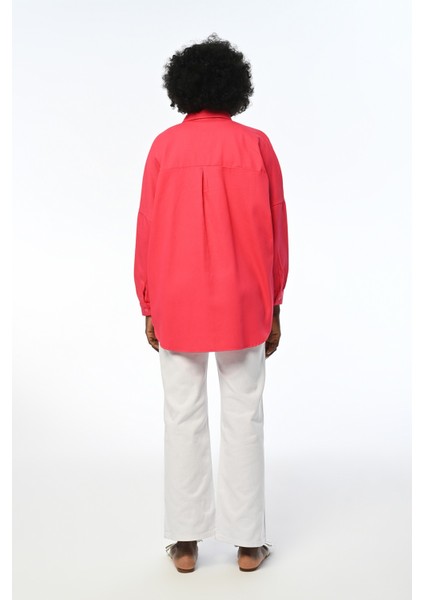 Kadın Oversıze Kesim Gabardin Kumaş Gömlek indirimleri