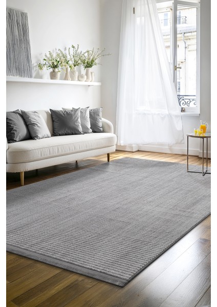 Yalın Microfiber Bukle Dokuma Halı Antre Hol Kesme Halı Yolluk 5771 Gri