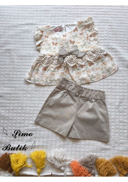 Kız Bebek Şortlu Takım Keten indirimleri