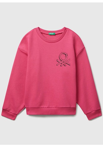 Baskılı Kız Çocuk Pembe Sweatshırt 3J68C10Q0