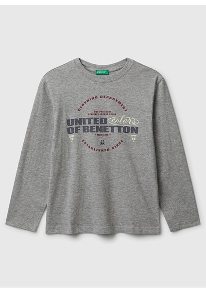 Baskılı Gri Melanj Erkek Çocuk T-Shirt 3I1XC10Q3