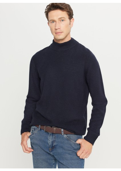 Yarım Balıkçı Yaka Standart Lacivert Erkek Kazak ACE049261482_LAC