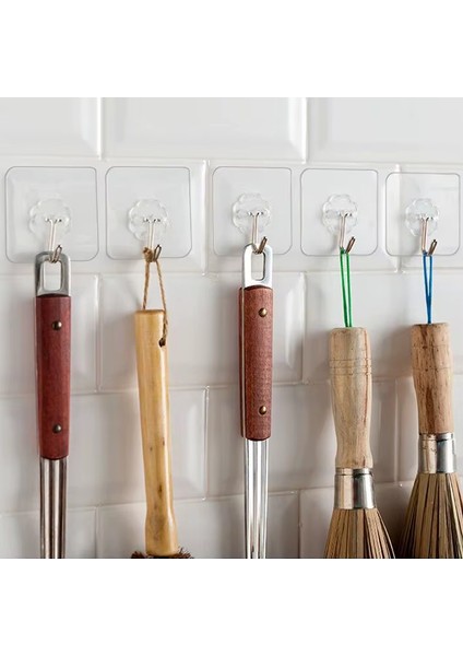 Şeffaf 5 Adet Kendinden Yapışkanlı Pratik Kancalı Mutfak Banyo Duvar Askısı modelleri