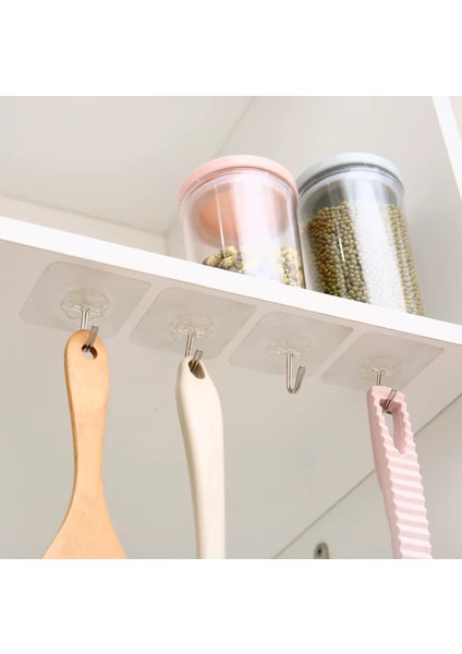 Şeffaf 5 Adet Kendinden Yapışkanlı Pratik Kancalı Mutfak Banyo Duvar Askısı indirimleri