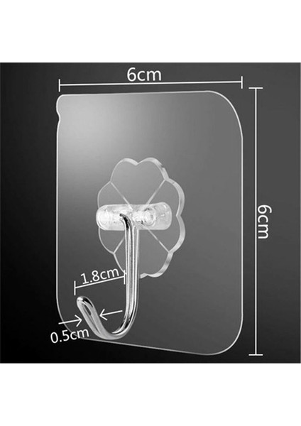 Şeffaf 5 Adet Kendinden Yapışkanlı Pratik Kancalı Mutfak Banyo Duvar Askısı