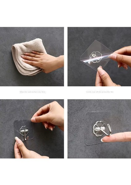 Şeffaf 5 Adet Kendinden Yapışkanlı Pratik Kancalı Mutfak Banyo Duvar Askısı