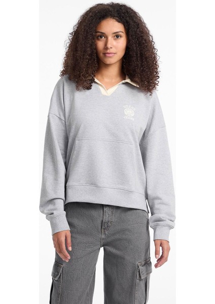 Gömlek Yaka Baskılı Gri Kadın Sweatshırt Guess Jeans Kadın Sweatshirt fiyatları