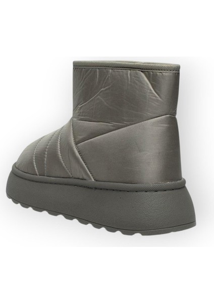 İçi Kürklü Paraşüt Kumaş Cırtlı Kalın Taban Kadın Bot GRİ modelleri