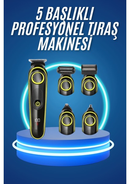 5 Başlıklı Şarjlı Tıraş Makinesi Kablosuz Saç Sakal Burun Tıraşına Uygun - M575B916-N025