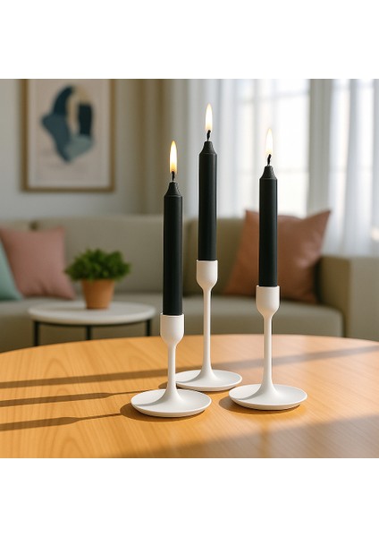 Kyandoru - Jubla Serisi Siyah Şamdan Mumu (10'lu Paket), 22 Cm, +/- 6,5 Saat, Kokusuz, Şık, Kaliteli fiyatları