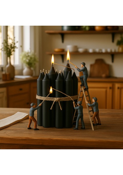 Kyandoru - Jubla Serisi Siyah Şamdan Mumu (10'lu Paket), 22 Cm, +/- 6,5 Saat, Kokusuz, Şık, Kaliteli indirimleri