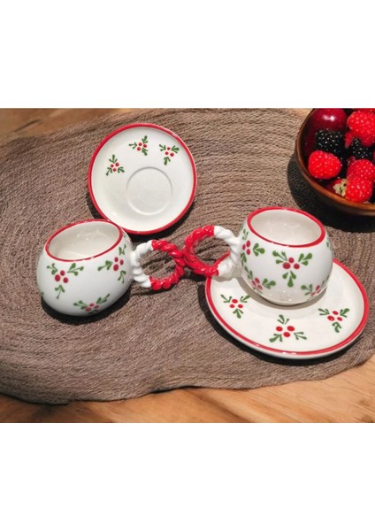 Kokina Desenli Yıl Başı Özel Kabartmalı El Işlemeli 4 Parça 2 Kişilik Fincan Takımı fiyatları
