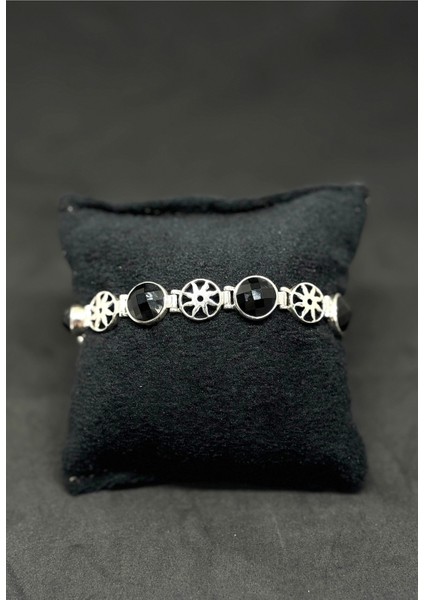 Sunnyside Güneş Figürlü Oniks Gümüş Kadın Bileklik