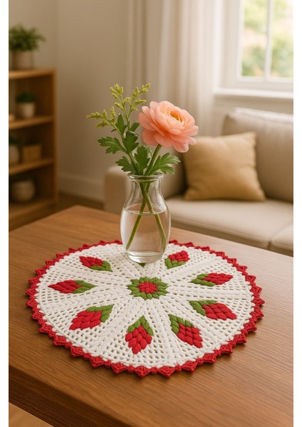 El Yapımı Kırmızı Çiçek Desenli Yuvarlak Çok Amaçlı – Özel Tasarım El Örgüsü Banyo Lifi/motif fiyatları