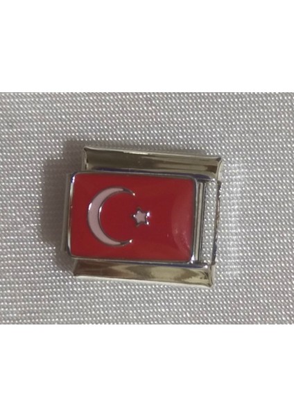 Ay Yıldızlı Türkiye Bayrağı Temalı Charm – Italyan Bilezik Için Uyumlu, Renkli Tasarım