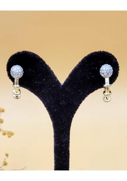 Taşlı Topçuk Gold Halka Küpe modelleri