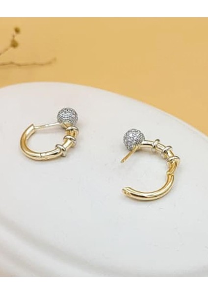 Taşlı Topçuk Gold Halka Küpe indirimleri