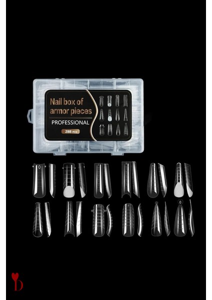 12 Farklı Protez Tipsi, 288 Adet Protez Tırnak Tipsi, Üst Form Mix-Soft Jel Tips Set-Kompozit