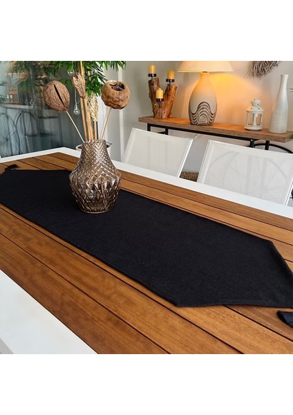 Desenizmir Keten Dokulu Siyah Runner modelleri