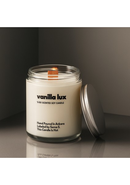 : Vanilla Lux : Cam Kavanozda Kokulu %100 Soya Mum (Vanilya, Sandal, Karamel, Nar)