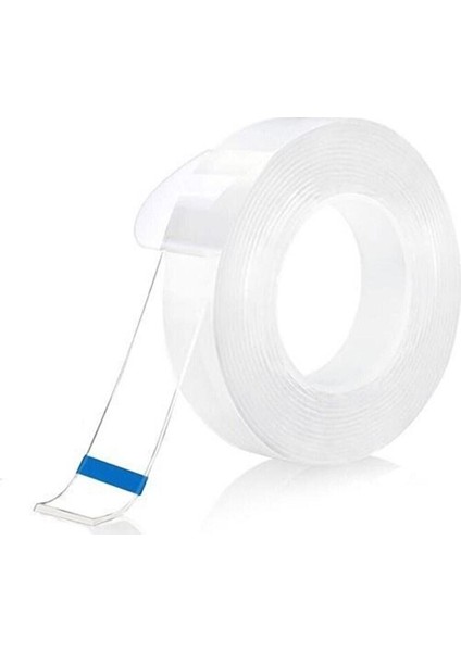 Nano Yıkanabilir Çift Taraflı Şeffaf Jel Bant 1 Metre x 2 cm - Hızlı Yapıştırıcı