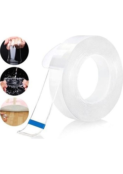 Nano Yıkanabilir Çift Taraflı Şeffaf Jel Bant 1 Metre x 2 cm - Hızlı Yapıştırıcı fiyatları