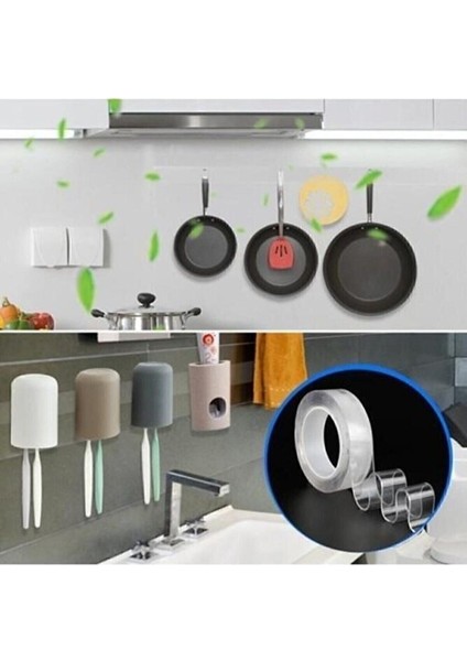 Nano Yıkanabilir Çift Taraflı Şeffaf Jel Bant 1 Metre x 2 cm - Hızlı Yapıştırıcı modelleri