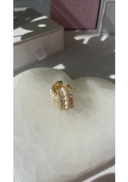 Yarım Halka İncili Küpe İnci Küpe Kibar ve Zarif Küpe Sevgiliye Hediye modelleri