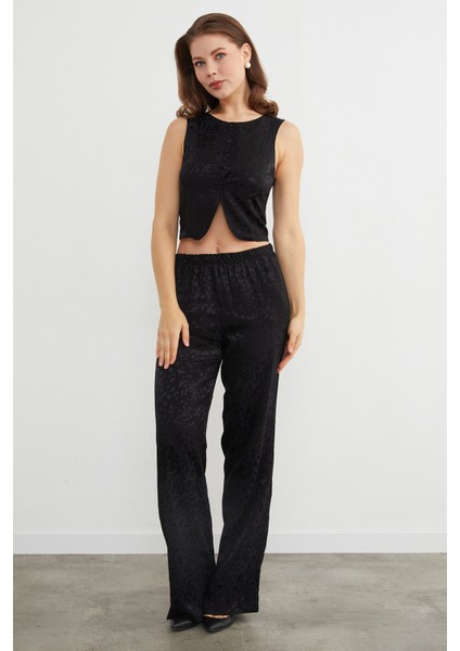 Leopar Desenli Saten Yelek Pantolon Takım fırsatları