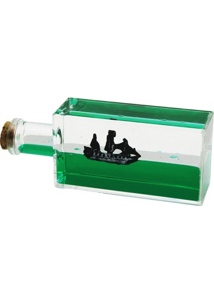 Yeşil Su Dikdörtgen Mika - Şişe Yüzen Batmayan Gemi Dekoratif Biblo Akvaryum 6.5X16.5X4.3CM (5324)