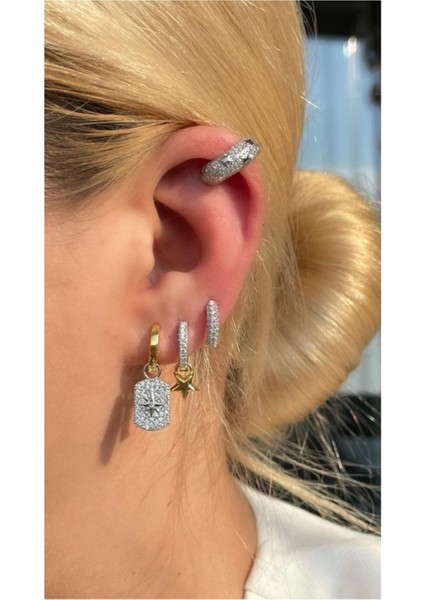 Mini Yıldızlı Halka Küpe