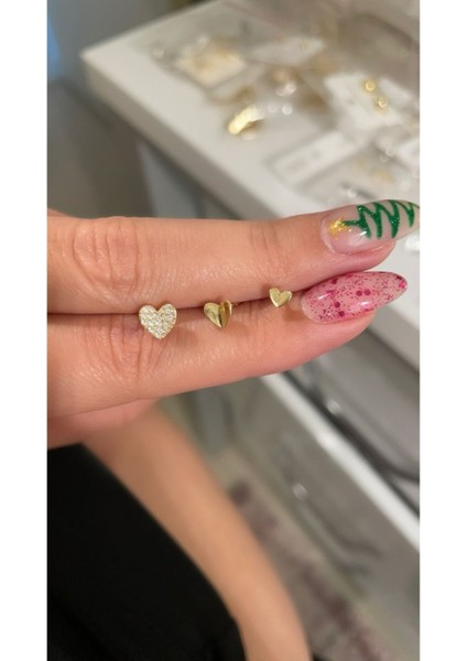 Ithal Yüksek Kalite 3'lü Kalp Küpe