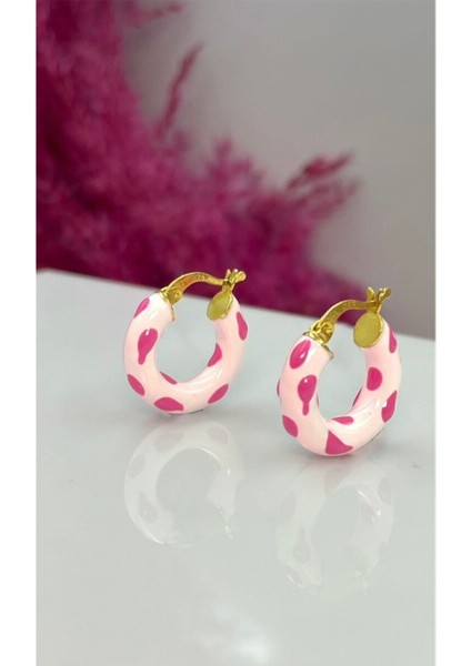 Mineli Donut Küpe 925 Ayar Gümüş