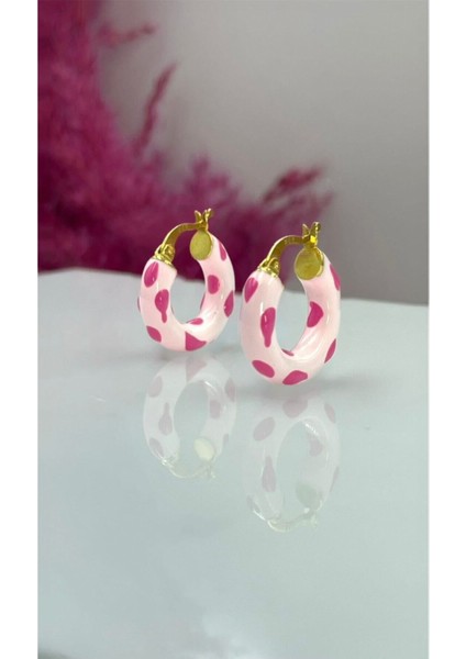 Mineli Donut Küpe 925 Ayar Gümüş modelleri