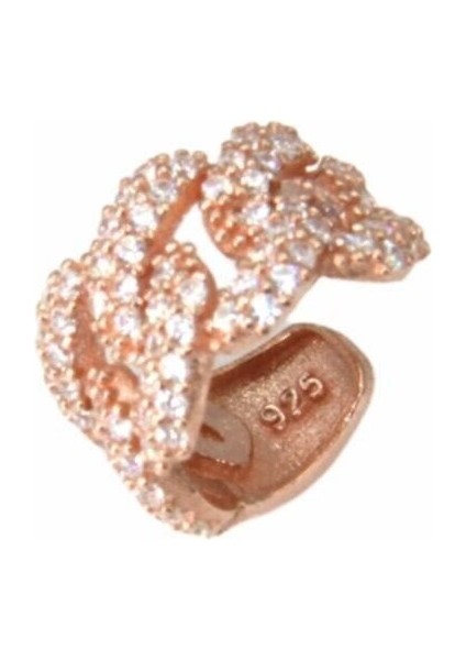 Gurmet Model Zirkon Taşlı 925 Ayar Gümüş Kıkırdak Küpe