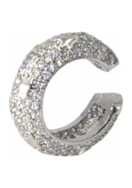 Zirkon Taşlı Yıldız Figürlü 925 Ayar Gümüş Kıkırdak Küpe